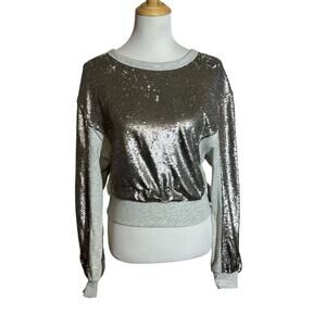 Free People Rise & Shine Sequin Sweatshirt Sz XS NWT